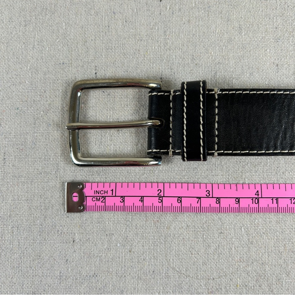 Talbots Women’s Size 2X Black Leather Belt with Silver Buckle - Picture 5 of 10